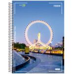 Caderno Universitário Grande Espiral Capa Dura 200 Folhas 10 Matérias Freedom - Estampas Diversas