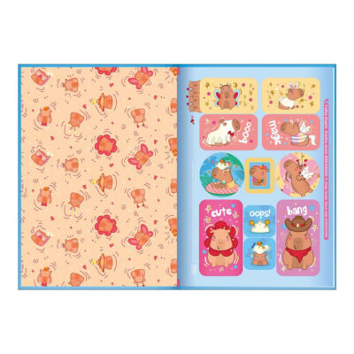 Caderno Brochura Costurado Sem Mola Capa Dura 1/4 80 Folhas Capyclub – Estampas Sortidas