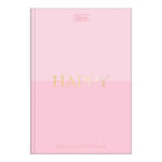 Caderno 1/4 Pequeno Brochura Costurado Sem Mola Capa Dura 80 Folhas Happy - Cores Sortidas