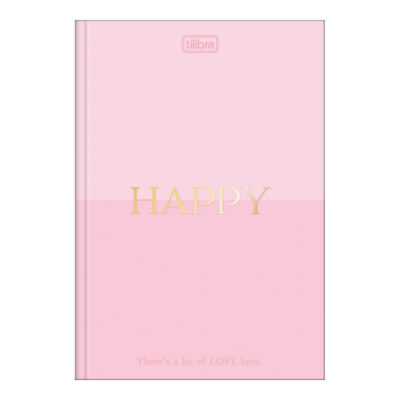 Caderno 1/4 Pequeno Brochura Costurado Sem Mola Capa Dura 80 Folhas Happy - Cores Sortidas