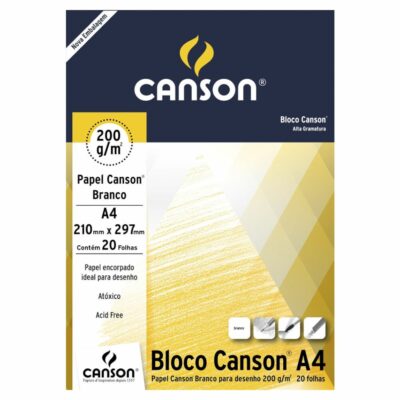 Bloco Desenho A4 Com 20 Folhas - Branco