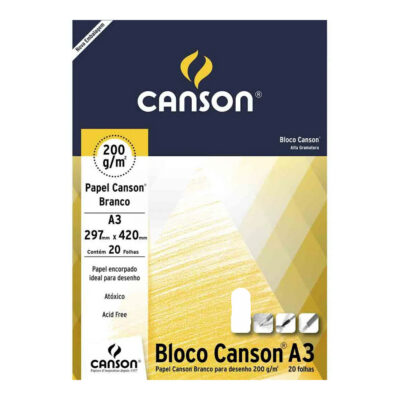 Bloco De Desenho A3 Com 20 Folhas 200g/M² - Branco
