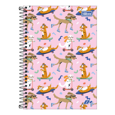 Caderno 1/4 Pequeno Espiral Capa Dura 200 Folhas D+ Estampas Sortidas