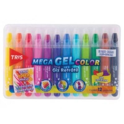 Giz De Cera RetrÁtil Com 12 Cores Mega Gel Color