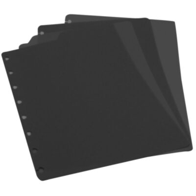 Divisória Com Aba Para Caderno Universitário Com 4 Unidades - Preta/Incolor