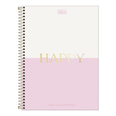 Caderno Universitário Grande Capa Dura 256 Folhas 16 Matérias Happy - Cores Sortidas