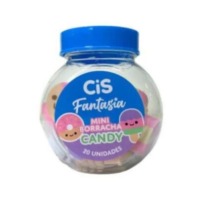 Borracha Mini Candy - Pote Com 20 Unidades Sortidas