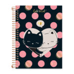 Caderno 1/4 Pequeno Espiral 80 Folhas Cute Cat - Estampas Diversas