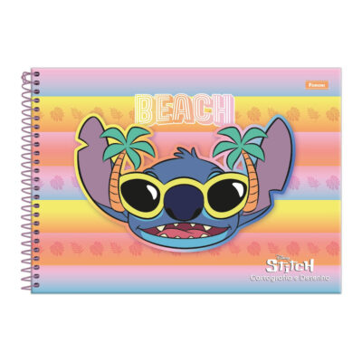 Caderno De Desenho/Cartografia Espiral 80 Folhas Stitch - Estampas Diversas