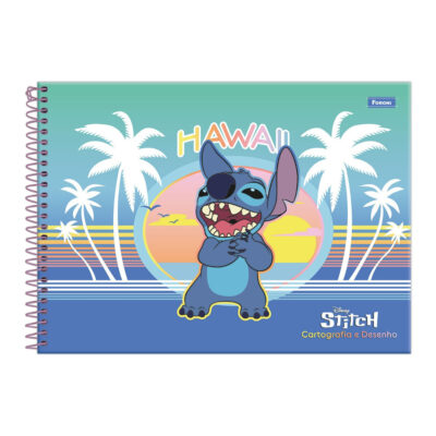 Caderno De Desenho/Cartografia Espiral 80 Folhas Stitch – Estampas Diversas