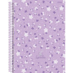 Caderno Universitário Grande Espiral Capa Dura 160 Folhas 10 Matérias Lavender - Estampas Diversas