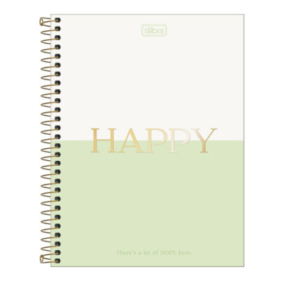 Caderno Espiral Colegial Capa Dura 160 Folhas 10 Matérias Happy - Cores Sortidas