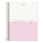 Caderno Espiral Colegial Capa Dura 160 Folhas 10 Matérias Happy - Cores Sortidas