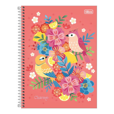 Caderno Universitário Grande Espiral Capa Dura 160 Folhas 10 Matérias Charme - Estampas Sortidas