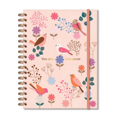 Caderno Colegial Médio Capa Dura Folhas Removíveis 80 Folhas - Leve Amor