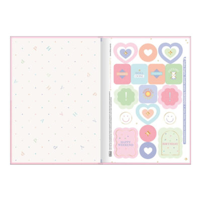 Caderno 1/4 Pequeno Brochura Costurado Sem Mola Capa Dura 80 Folhas Happy – Cores Sortidas