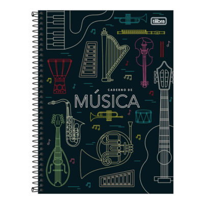 Caderno De Música Espiral 80 Folhas Capa Dura - Estampas Sortidas