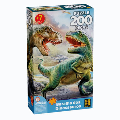 Quebra-Cabeça Batalha Dos Dinossauros - Com 200 Peças