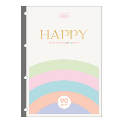 Bloco Refil Tiliflex Fichário Caderno Argolado Universitário 4 Furos 80 Folhas 90g - Happy