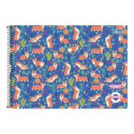 Caderno De Desenho E Cartografia Espiral 80 Folhas Pepper - Estampas Sortidas