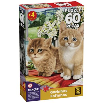 Quebra-Cabeça Com 60 Peças - Gatinhos Fofinhos