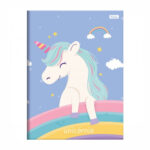 Caderno 1/4 Pequeno Brochura Costurado Sem Mola Capa Dura 80 Folhas Unicórnio - Estampas Diversas