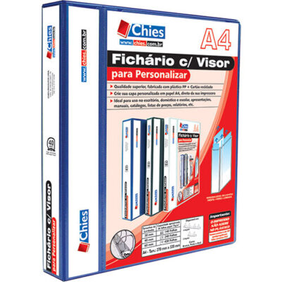 FichÁrio A4 4 Argolas Personalizado Chies - Azul