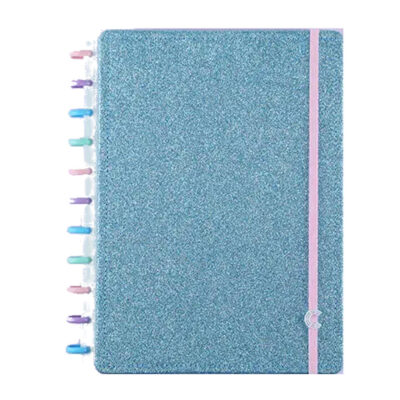 Caderno Inteligente Universitário Grande Espiral Com 80 Folhas Lets Glitter - Ocean Blue