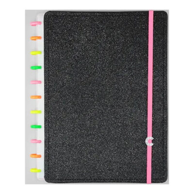 Caderno Inteligente Universitário Grande Espiral Com 80 Folhas Lets Glitter - Neon Black
