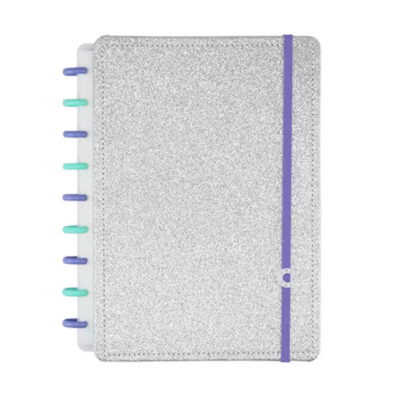 Caderno Inteligente Universitário Grande Espiral Com 80 Folhas Lets Glitter - Silver 2.0 Prata