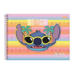 Caderno De Desenho/Cartografia Espiral 80 Folhas Stitch - Estampas Diversas