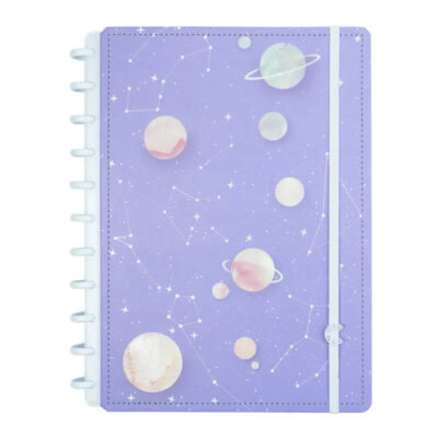Caderno Inteligente 1/4 A5 Pequeno Espiral Com 80 Folhas - Purple Galaxy By Gocase