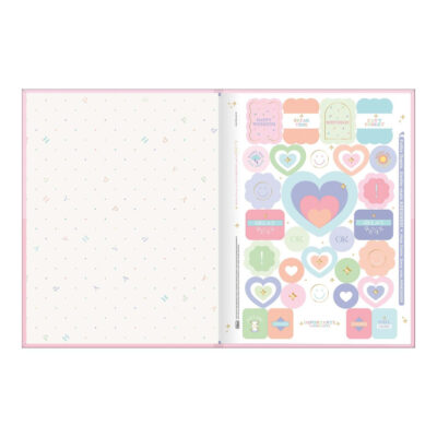 Caderno Universitário Grande Brochura Costurado Sem Mola Capa Dura 48 Folhas Happy – Cores Sortidas
