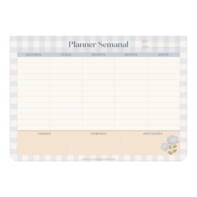 Bloco Week 52 Folhas Hortênsias - Planner Semanal