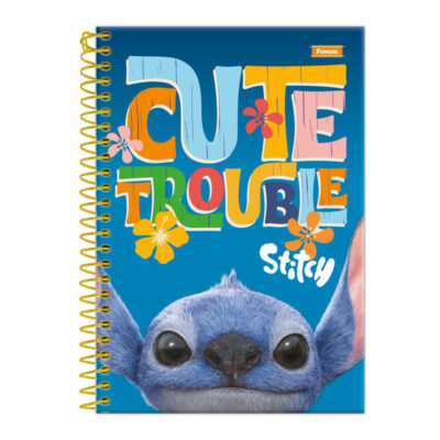 Caderno 1/4 Pequeno Espiral Capa Dura 80 Folhas Stitch Movie – Estampas Sortidas