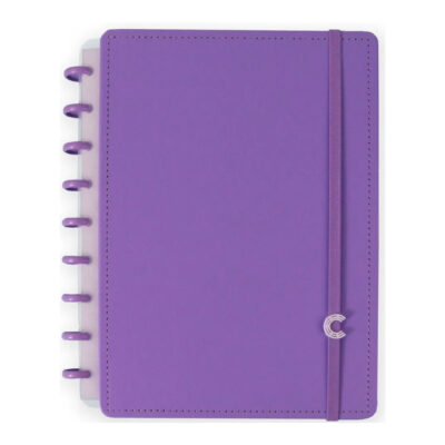 Caderno Inteligente Colegial Médio Espiral Com 80 Folhas - All Purple Pastel