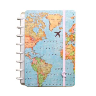 Caderno Inteligente 1/4 A5 Pequeno Espiral Com 80 Folhas - By Gocase Mapa Mundi