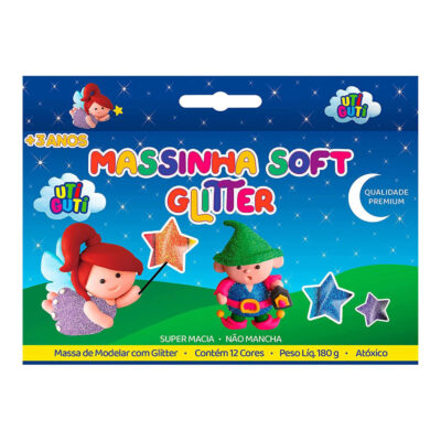 Massinha De Modelar Soft Glitter Com 12 Unidades