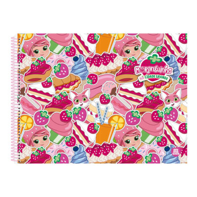Caderno Desenho E Cartografia Espiral 60 Folhas Capa Dura Moranguinho - Estampas Sortidas