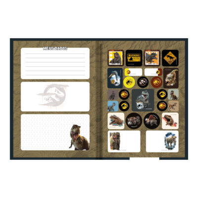 Caderno Universitário Grande Brochura Costurado Sem Mola 80 Folhas Jurassic – Estampas Sortidas