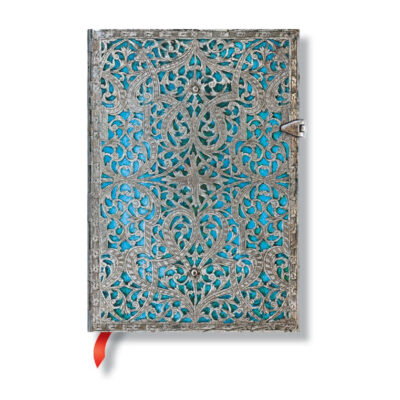 Caderneta Anotações 240 Páginas Com Pauta Midi - Silver Filigree Maya Blue