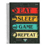 Caderno Universitário Grande Espiral Capa Dura 80 Folhas Player 1 - Estampas Sortidas
