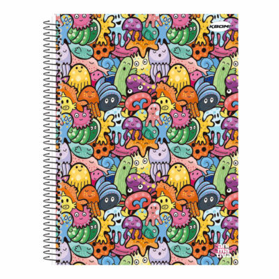 Caderno Universitário Grande Espiral 300 Folhas Kbom - Estampas Sortidas