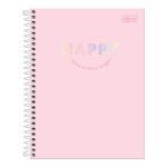 Caderno Colegial Médio Capa Dura 80 Folhas 1 Matéria Happy - Cores Sortidas