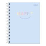 Caderno Colegial Médio Capa Dura 80 Folhas 1 Matéria Happy - Cores Sortidas