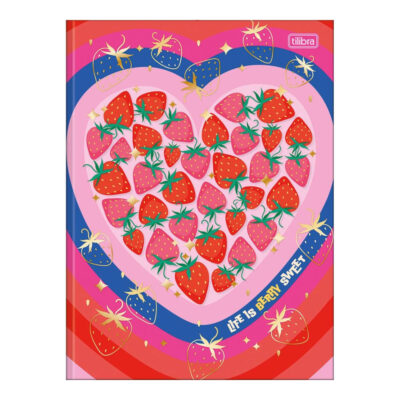 Caderno Brochura Costurado Sem Mola Universitário Grande Capa Dura 80 Folhas Be Berry - Estampas Sor