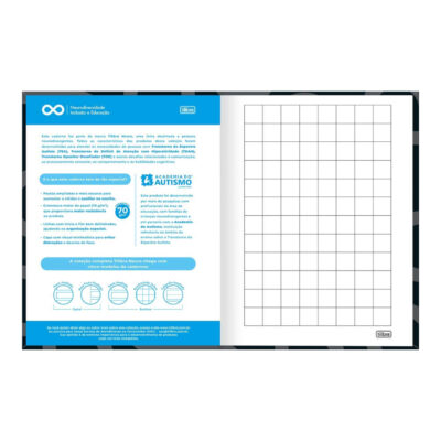 Caderno Brochura Costurado Sem Mola Universitário Grande Capa Dura 40 Folhas Quadriculado 2x2cm Neur