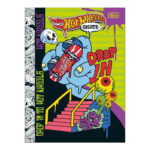 Caderno Brochura Costurado Sem Mola Universitário Grande Capa Dura 80 Folhas Hot Wheels Skate - Esta