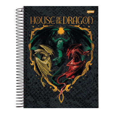 Caderno Espiral Universitário Grande Capa Dura 160 Folhas 10 Matérias House Of The Dragon - Estampas