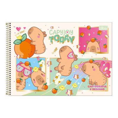 Caderno De Desenho/Cartografia Espiral 80 Folhas Capyclub - Estampas Sortidas